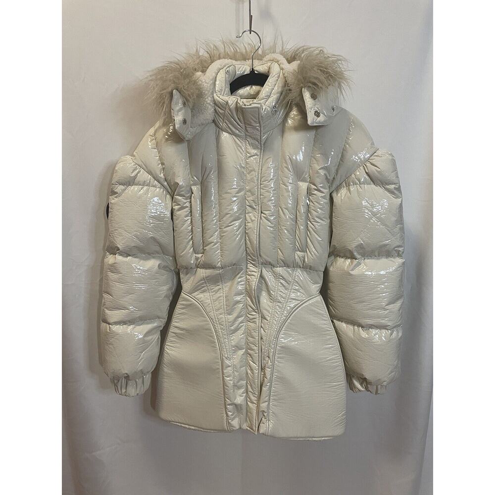 FW19 Marine Serre Radiation Beige Fur Puffer Coat Size M